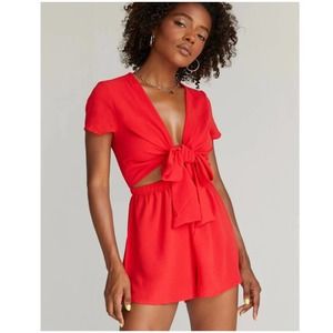 Princess Polly Sweet Sahara Tie Front Romper Size 4 Red